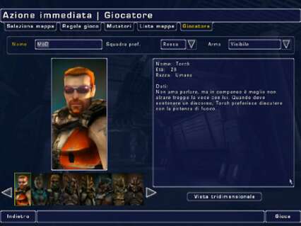 I vari personaggi disponibili per l'uso