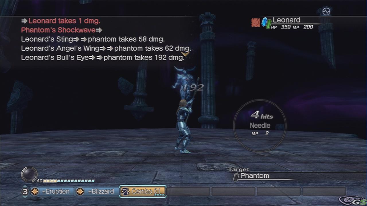 Leonard (armato di arco) alle prese con lo spirito dell'Arc: notare il Log tipico da MMORPG