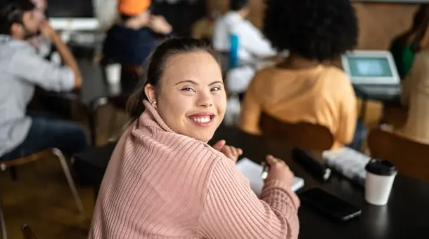 Smilling women desk