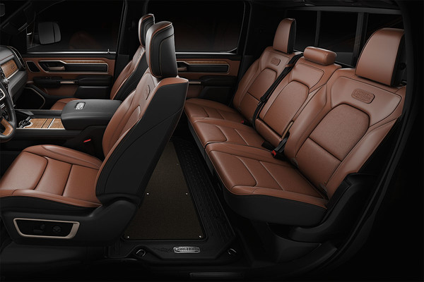 Interior of Ram cabin focusing on 100% real leather seats 