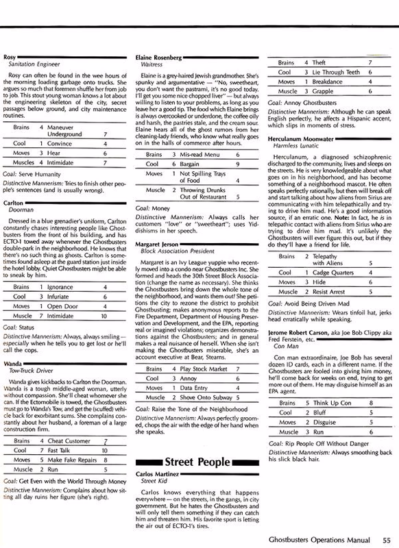 Ghostbusters  RPG Operations Manual Page 56