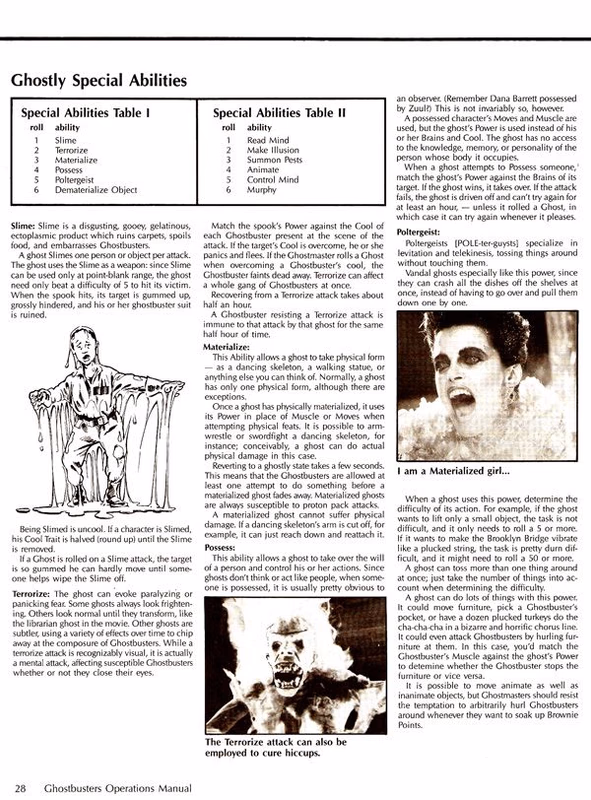 Ghostbusters  RPG Operations Manual Page 29