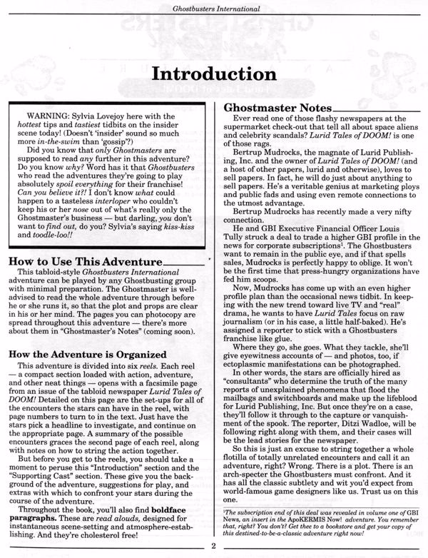 Ghostbusters  RPG Lurid Tales of Doom Page 3
