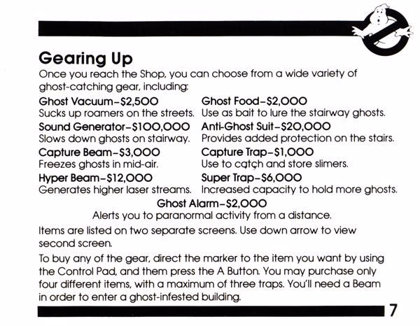 Ghostbusters  NES Manual Page 8