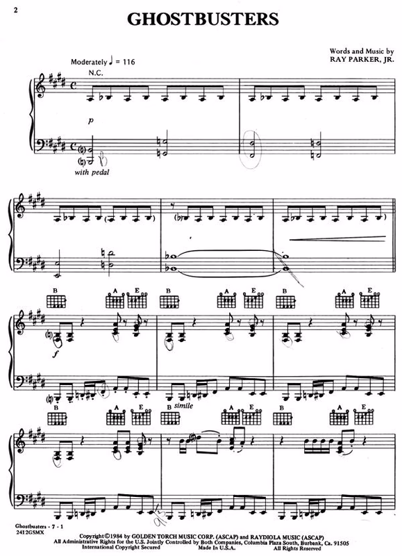 Ghostbusters  Piano Sheet Music Page 2