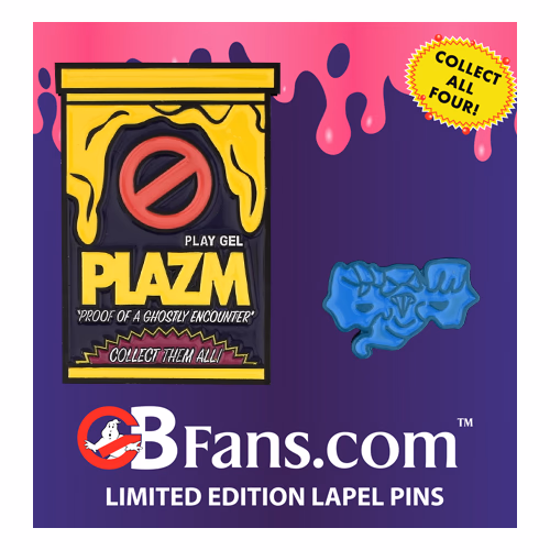 Plazm Series: Yellow Cannister Lapel Pin with Blue Ghost