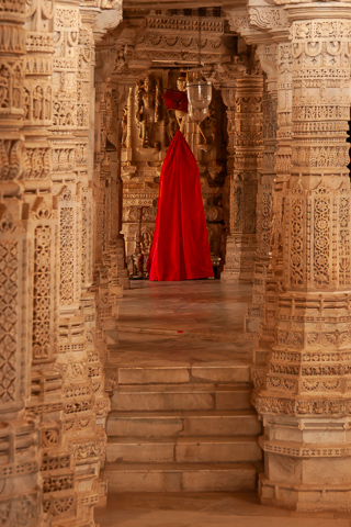 Red Cape Among the Columns