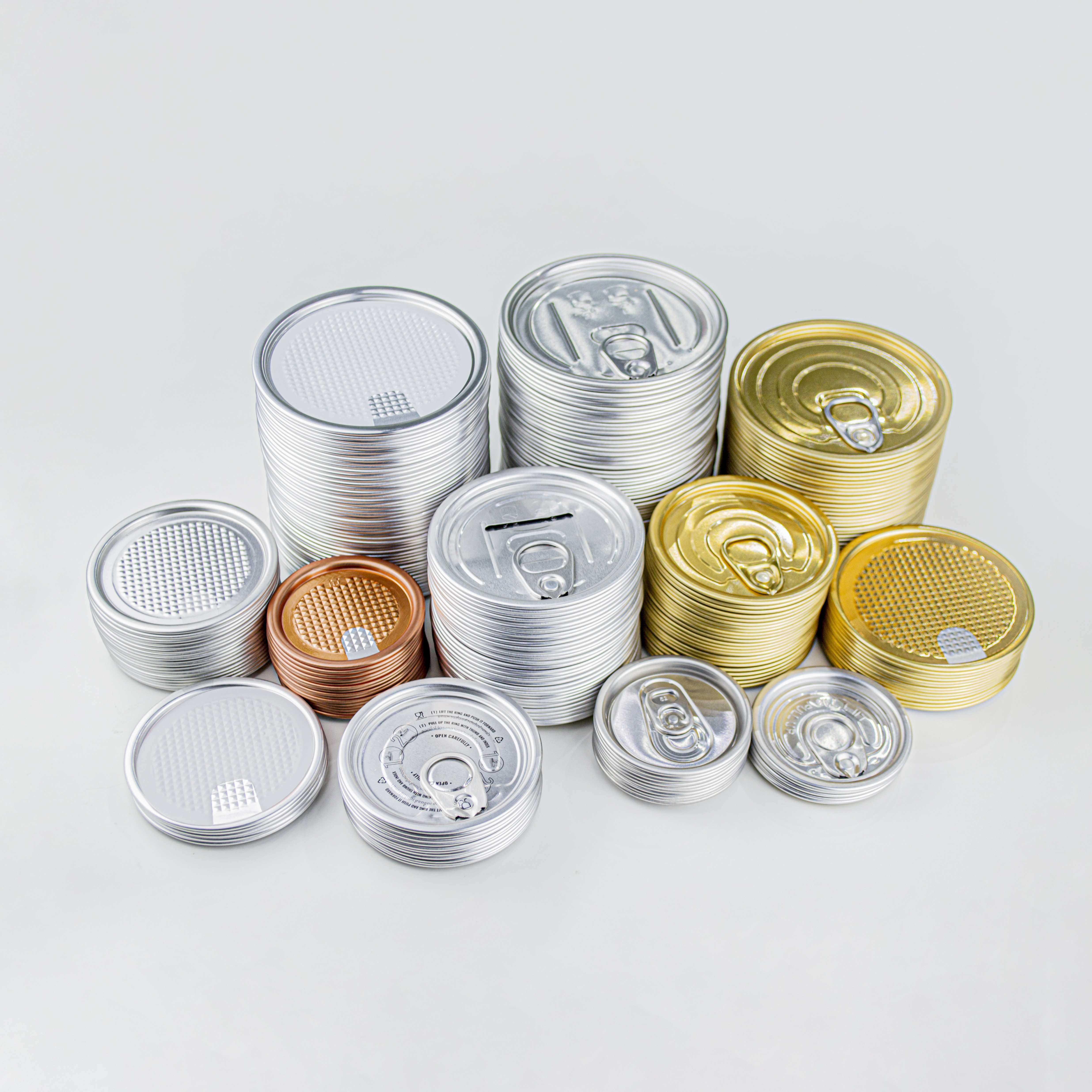 Aluminum Can Lids with Easy-Open Ends (EOE POE) and Plastic Lids (PE PP PET)