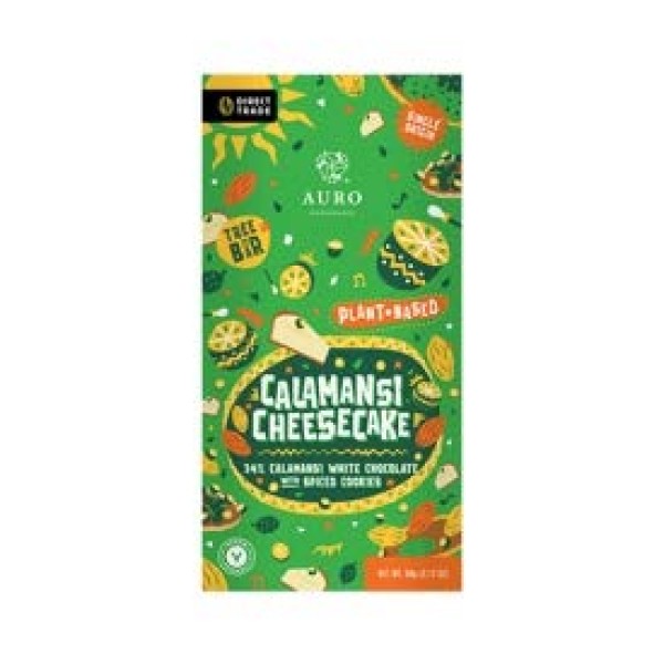 AURO CHOCOLATE CALAMANSI CHEESECAKE WITH PLANT BASED 34% WHITE CHOCOLATE (60G)