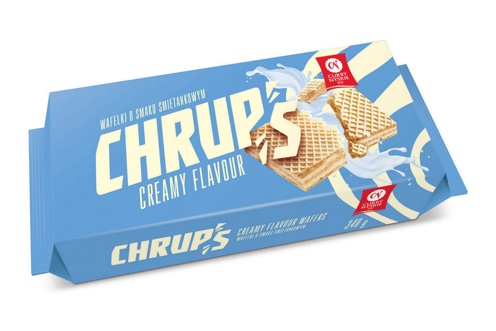 CHRUPS Creamy; Raspberry; Lemon ; Cocoa flavour wafers 340G