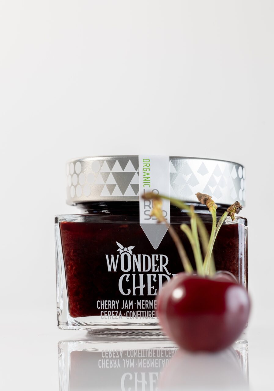 ORGANIC ARTISANAL CHERRY JAM 85% FRUIT - REDUCED SUGAR CONTENT