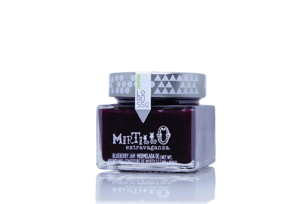 ORGANIC ARTISANAL BLUEBERRY JAM 85% FRUIT - REDUCED SUGAR CONTENT