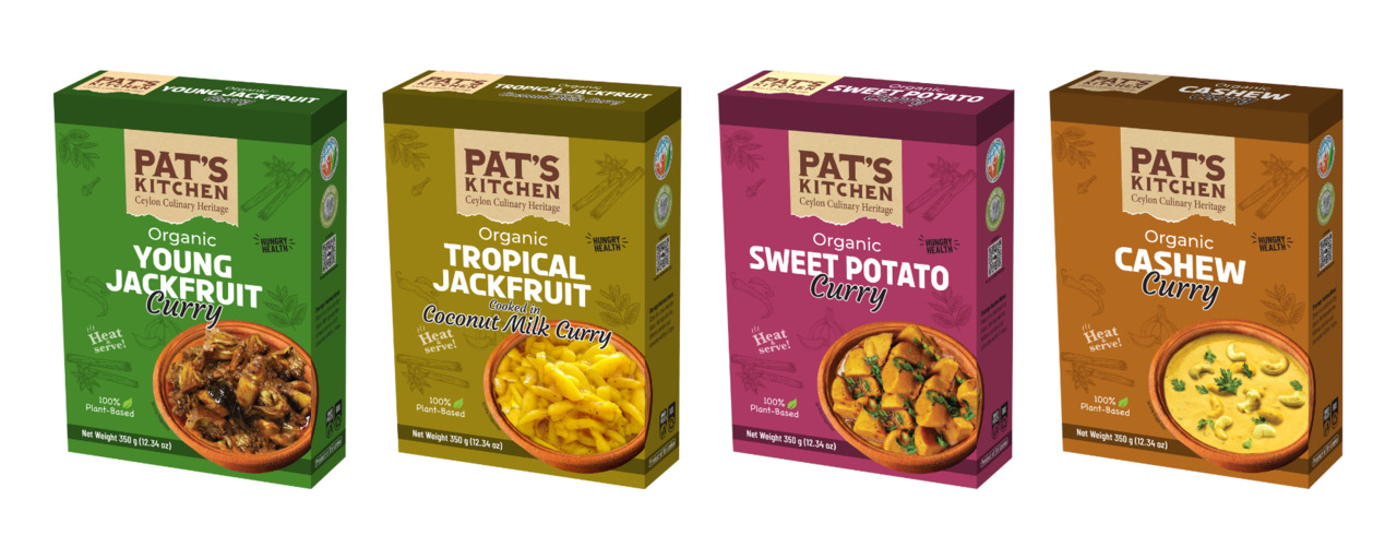 Pat's Kitchen Organic Curry Range (Chickpea; Lentil; Cashew; Cassava; Young Jackfruit; Sweet Potato; Tropical Jackfruit Cooked in Coconut Milk)