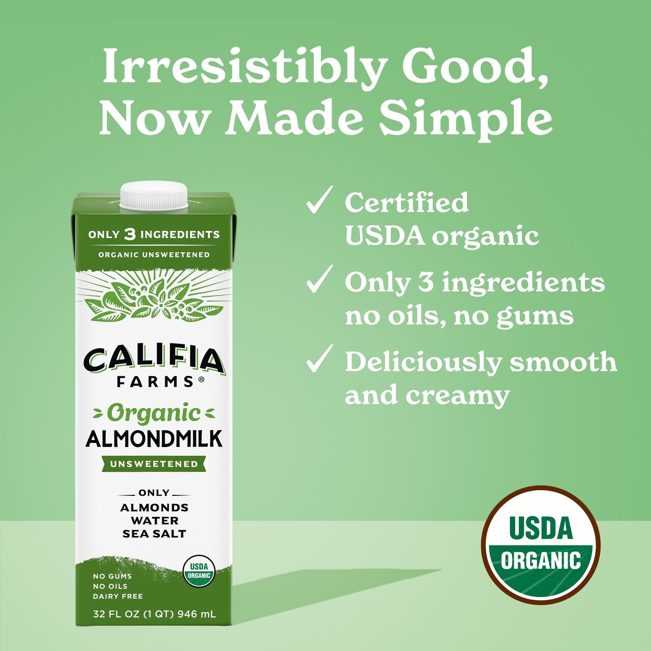 Califia Farms Shelf Stable Organic Almond Milk 32 Fluid Ounces