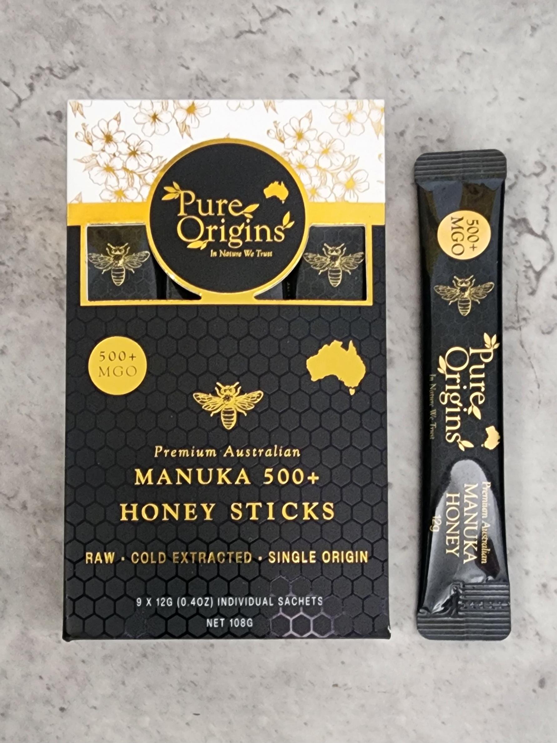 500+ MGO Australian Manuka Honey Sticks/Sachets - 9 Pack