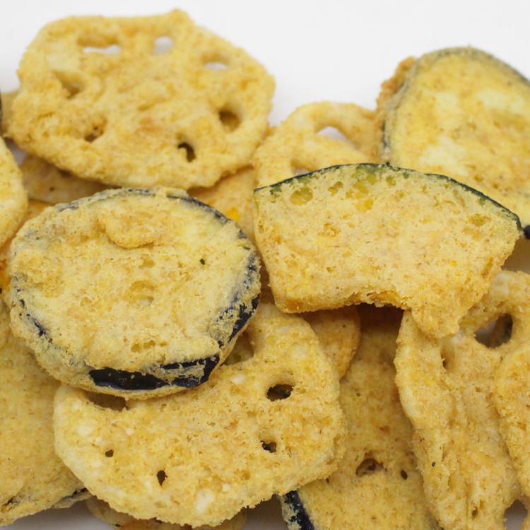 Vacuum Fried 3 Kinds of Tempura  Vegetables As a Healthy Snacks