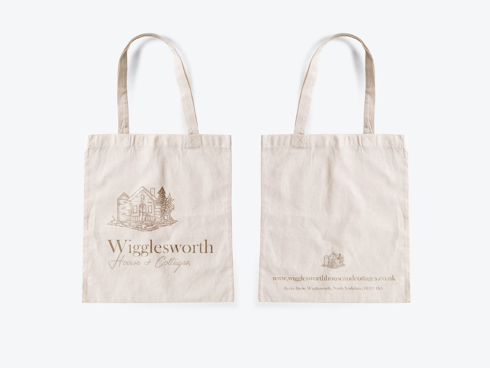 Brand identity across printed media including eco-friendly shopping bags