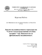 Анализ на капиталовата структура на Свети Свети Константин и Елена холдинг АД Показатели за финансовата независимост