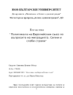 Политиката на Европейския съюз по въпросите на миграцията Силни и слаби страни