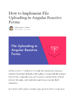How to Implement FileUploading in Angular ReactiveForms