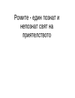 Ромите - един познат и непознат свят на приятелството