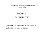 Организация на рекламната дейност примерна схема