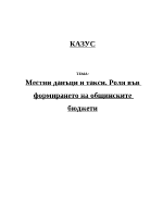 Местни данъци и такси Роля за формиране на общинските бюджети