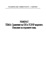 Сравнение на OSI и TCPIP моделите Oписание на отделните нива