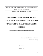 КАКВО СПЕЧЕЛИ И КАКВО ЗАГУБИ БЪЛГАРИЯ ОТ СВОЕТО ЧЛЕНСТВО В ЕВРОПЕЙСКИЯ СЪЮЗ