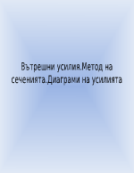 Вътрешни усилия Метод на сечението Диаграми на усилията