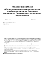 Какво влияние оказва процесът на глобализация върху деловата активност проциклично ациклично неутрално