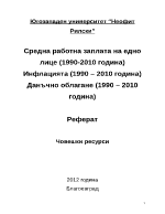 Средна работна заплата на едно лице 1990-2010 година Инфлацията 1990 2010 година Данъчно облагане 1990 2010 година