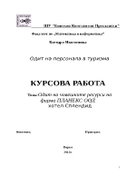 Одит на човешките ресурси на фирма ПЛАНЕКС ООД хотел Сплендид