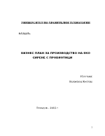 БИЗНЕС ПЛАН ЗА ПРОИЗВОДСТВО НА ЕКО СИРЕНЕ С ПРОБИОТИЦИ