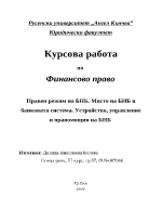 Правен режим на БНБ Място на БНБ в банковата система