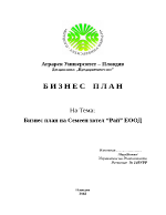 Бизнес план на Семеен хотел Рай ЕООД