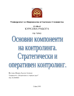 Контролинг в застраховането Елементи на контролинга Оперативен и Стратегически контролинг