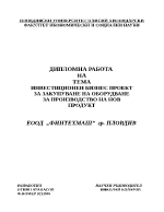 Инвестиционен бизнес проект за закупуване на оборудване за производство на нов продукт