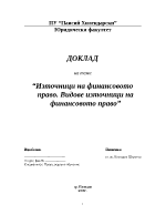 Източници на финансовото право Видове източници на финансовото право