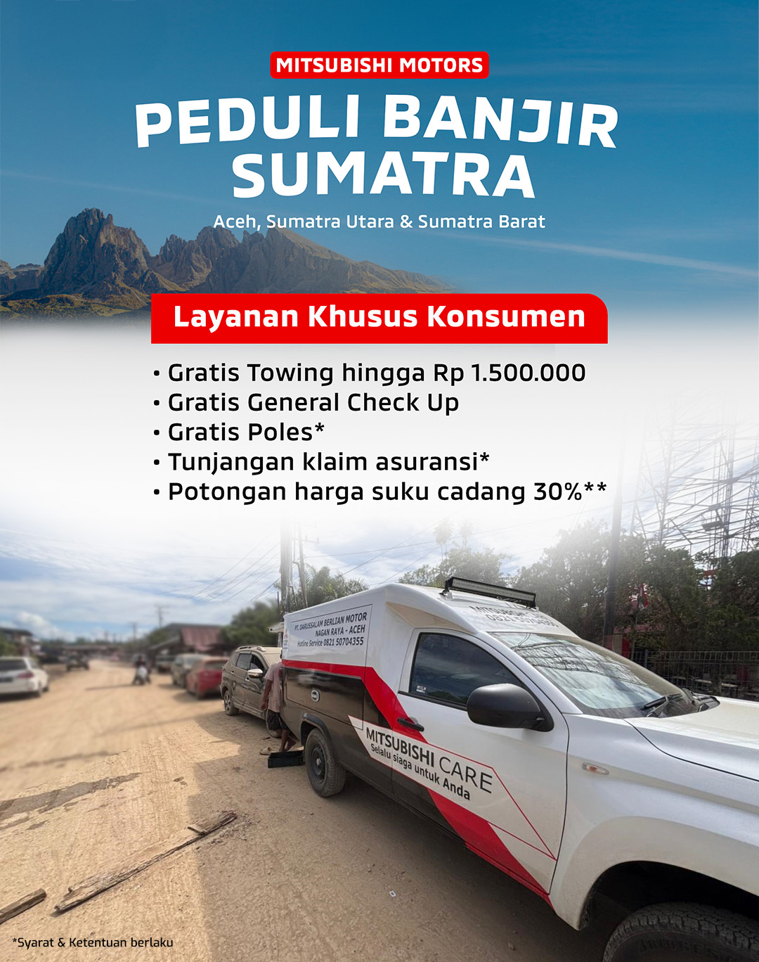 Mitsubishi Motors Peduli Banjir Sumatra