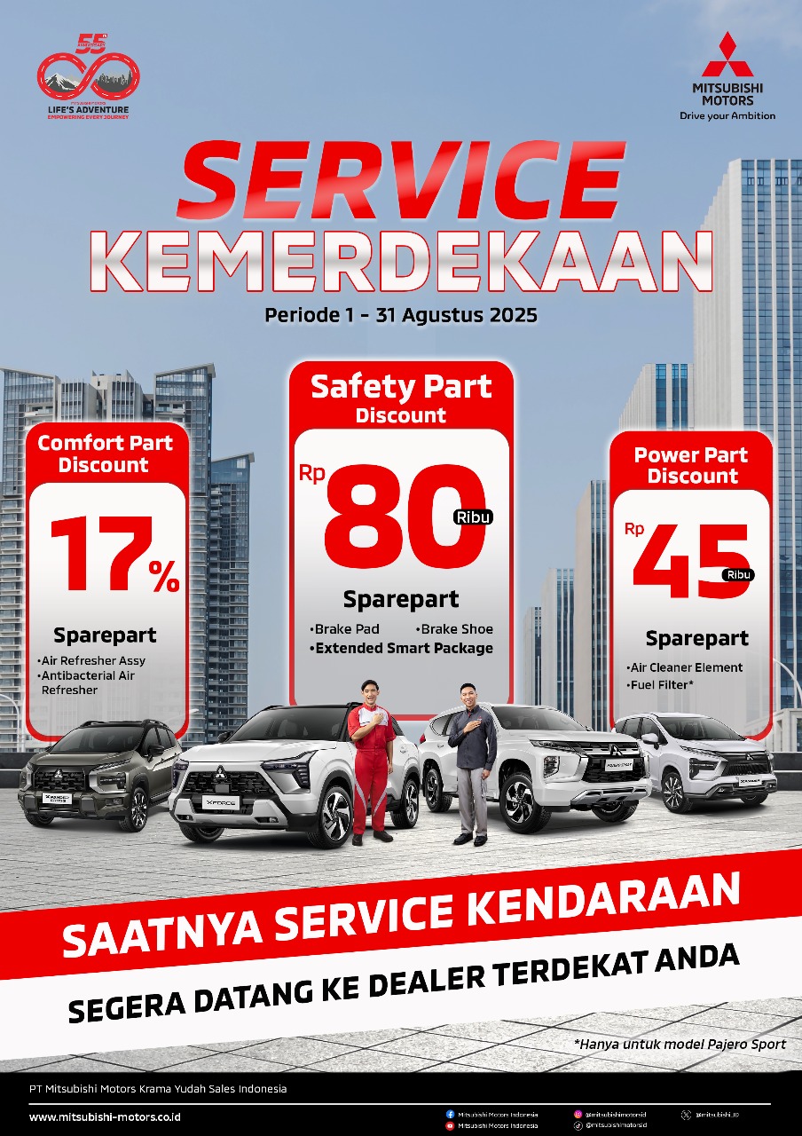 Mitsubishi Motors Persembahkan Program Perawatan Kendaraan dan Diskon Spesial di Bulan Kemerdekaan Indonesia