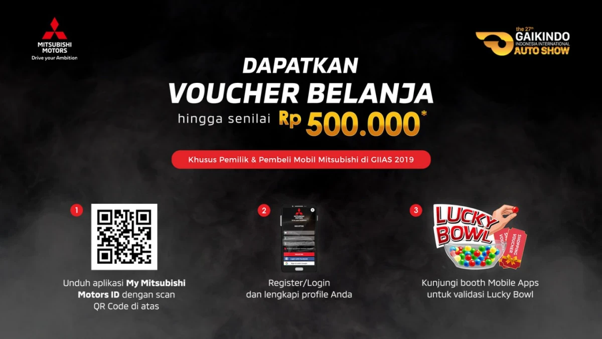 Maksimalkan Penggunaan Mobile App Mitsubishi Motors ID dan Menangkan Voucher Belanja Dengan ”LUCKY BOWL” GIIAS 2019