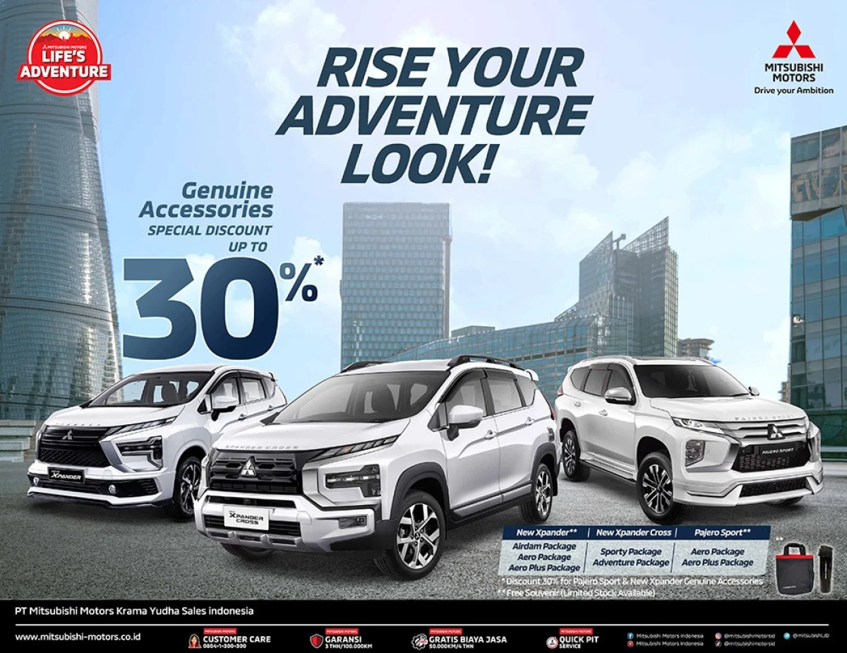 MOBIL KEREN PAKAI DISKON 30% AKSESORI RESMI MITSUBISHI MOTORS