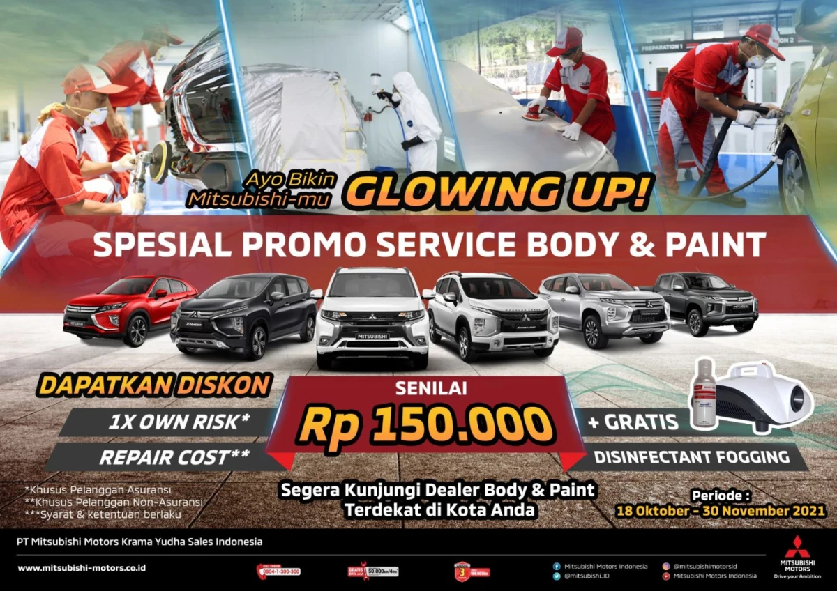 MMKSI Berikan Diskon Perbaikan dan Penyemprotan Disinfektan Gratis Melalui Fasilitas Mitsubishi Bodi & Cat