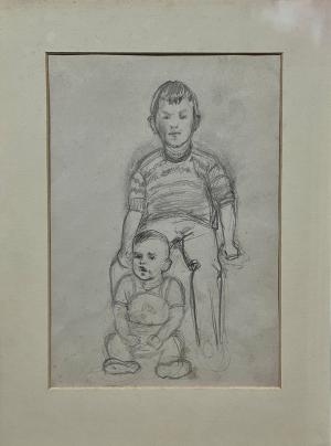 Wacław Skowroński,''Portret chłopca z małym dzieckiem''