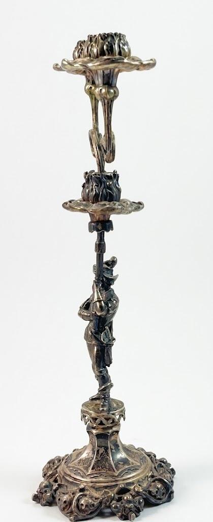 Srebrny figuralny kandelabr, masa 513 g