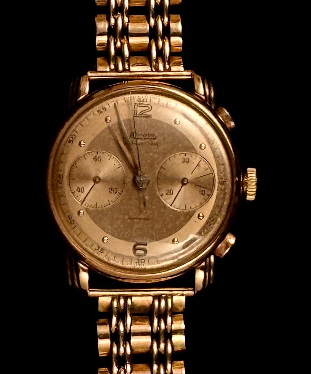 Złoty zegarek ze złotą bransoletą 18 K, ''Minerva'', masa łączna 69 g, Robert Freres Villeret Depose