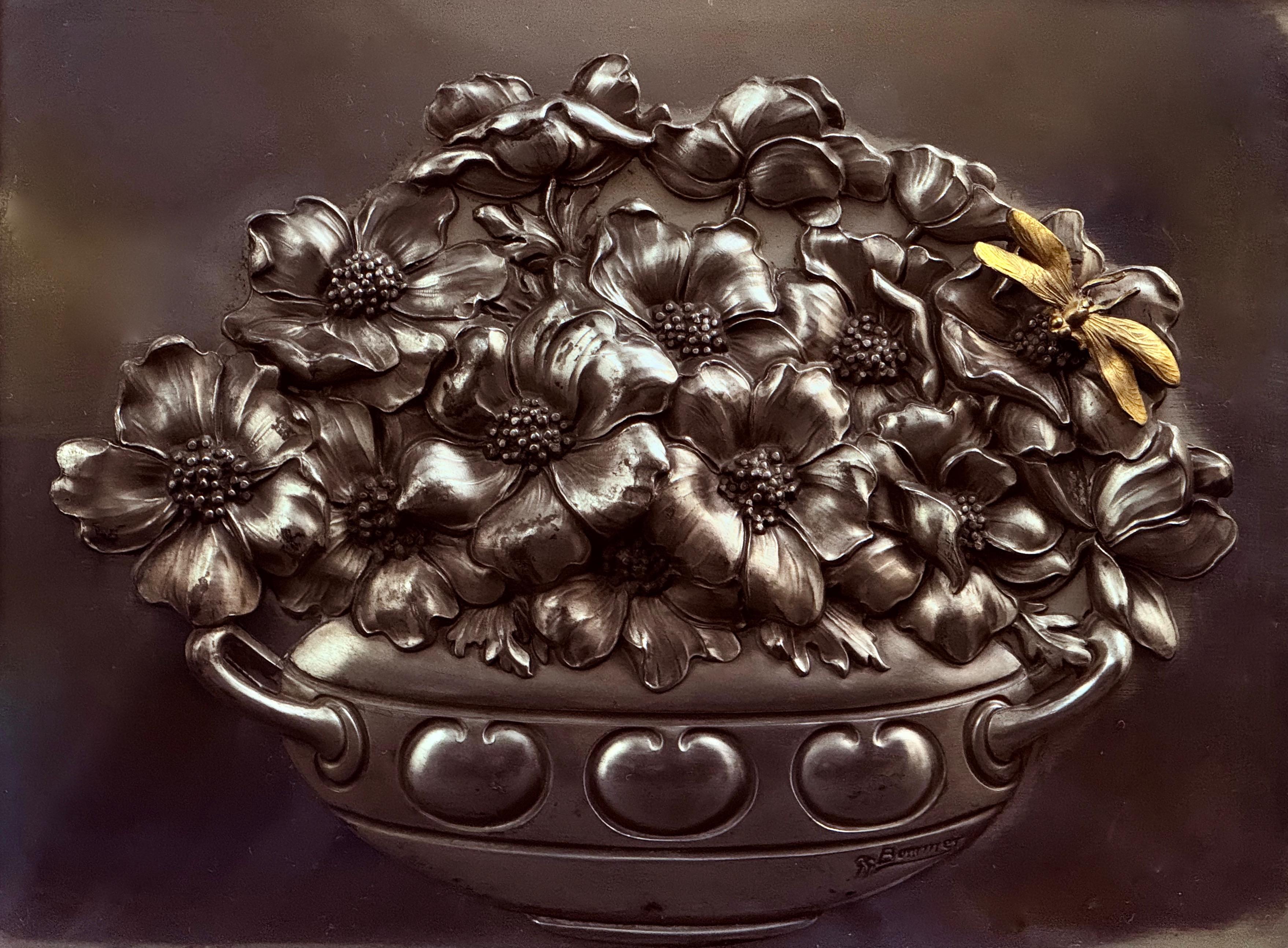 Georg Bommer(1881-1940),''Bukiet kwiatów z motylem''