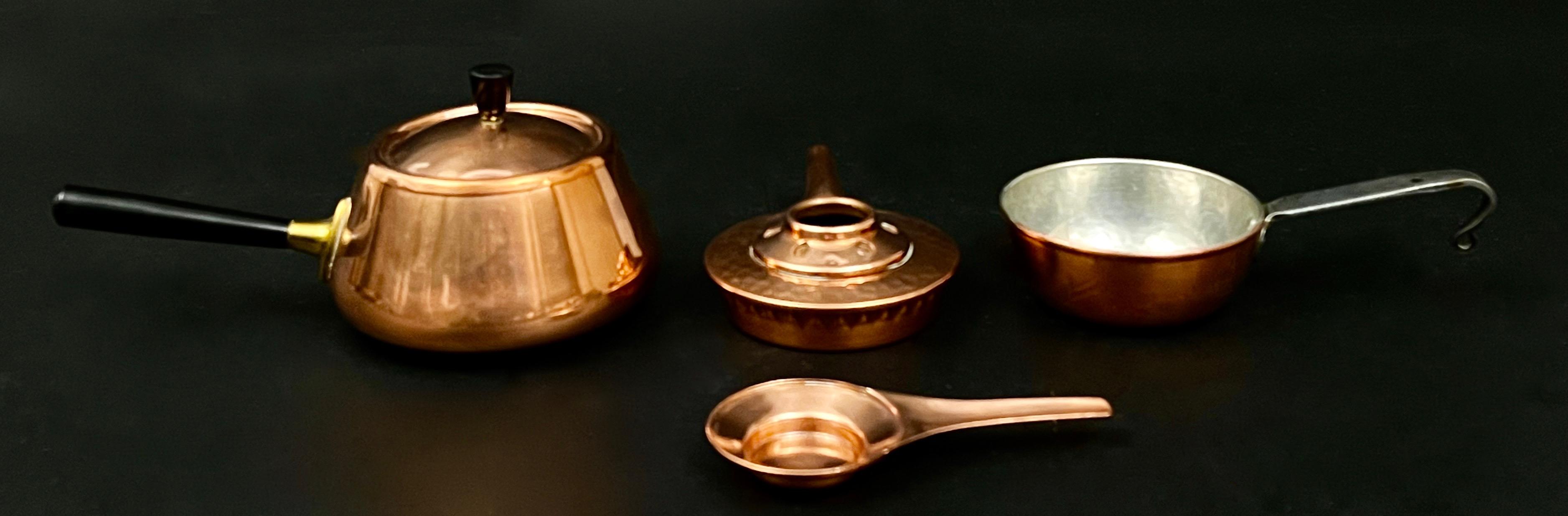 Zestaw miedzianych naczyń kuchennych- 7 sztuk