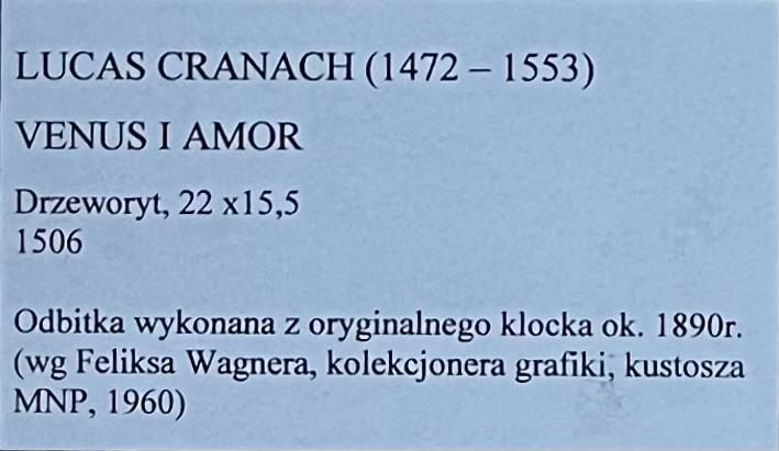 Lucas Cranach (1472-1553),''Wenus i amor''